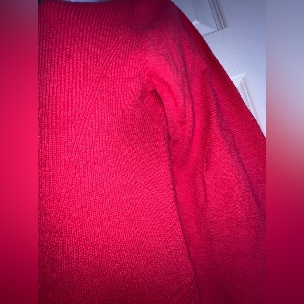 Halogen Women’s Medium Hot Pink Peplum Sweater Top Rib Knit M Cotton Crewneck - Picture 13 of 13